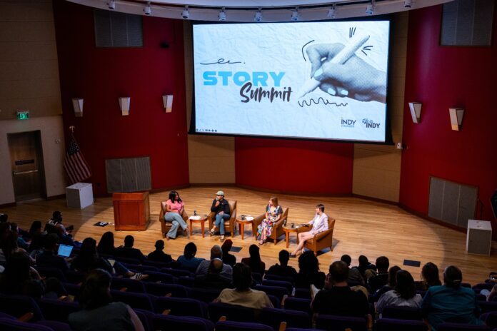 Story Summit Panel Martina J Youssef B Jenna W Jenn S Photo 3 by Occupy Visuals Story Summit Panel featuring Martina Jackson, Youssef Boudarine, Jenna Watson and Jenn Schimmelpfennig. (Photo/Occupy Visuals)