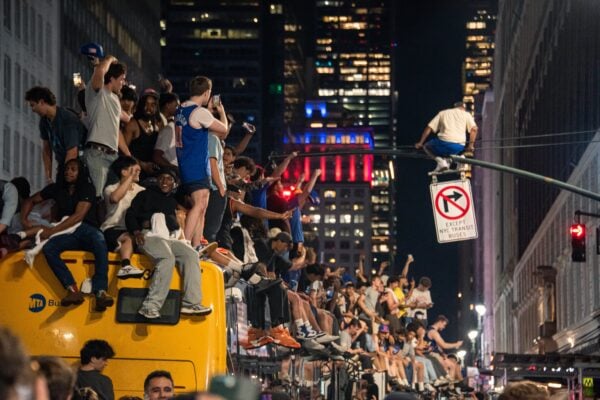 New York City after winning the NBA Championship in June 2026.