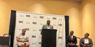 Tony Mason, CEO of the Indianapolis Urban League, addressed Hoosier business owners during a press conference on July 15 at the Indiana Convention Center. (Photo/Chloe McGowan)