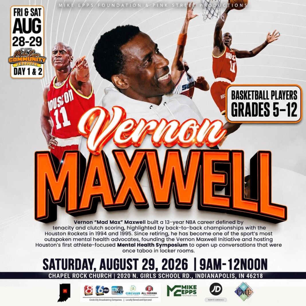 Vernon 'Mad Max' Maxwell's event flyer during 2026 Mike Epps Festival and Community Weekend. (Photo via Facebook)