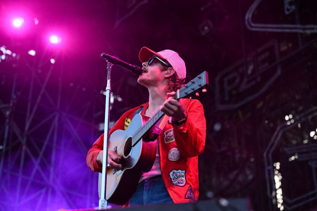 Taylor Meier performs during the CAAMP opening concert for Mumford & Sons as part of the Tour 2026 at the Rock in Roma 2026, on July 27, 2026, in Rome, Italy. (Photo by Domenico Cippitelli/NurPhoto via AP)