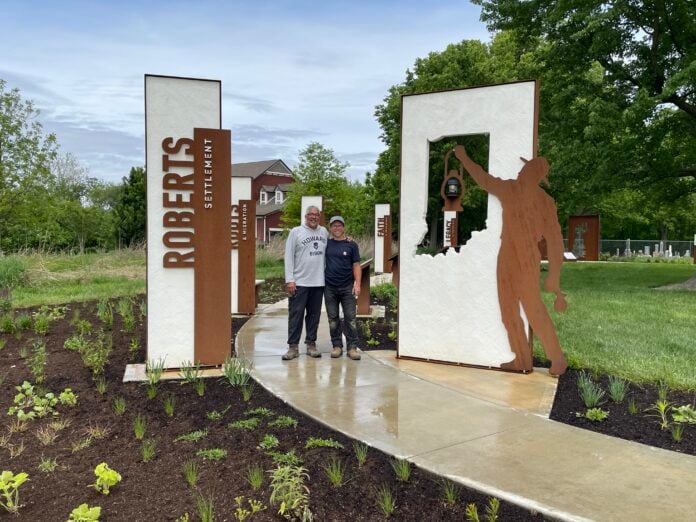 Bryan and Andrew Planting Day Roberts Settlement, a historic landmark in Hamilton County, announced its new Legacy Gardens are now open to the public. (Photos provided/Roberts Settlement)