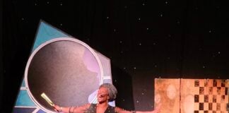 PsyWrn Simone performs “PsyWrn Simon’s Black Thread: Songs Nina Taught Me” in the 2026 IndyFringe Festival presented by Everwise Credit Union at Venue 6, the Arabian Room at the Murat Theatre. (Photo provided/PsyWrn Simone)
