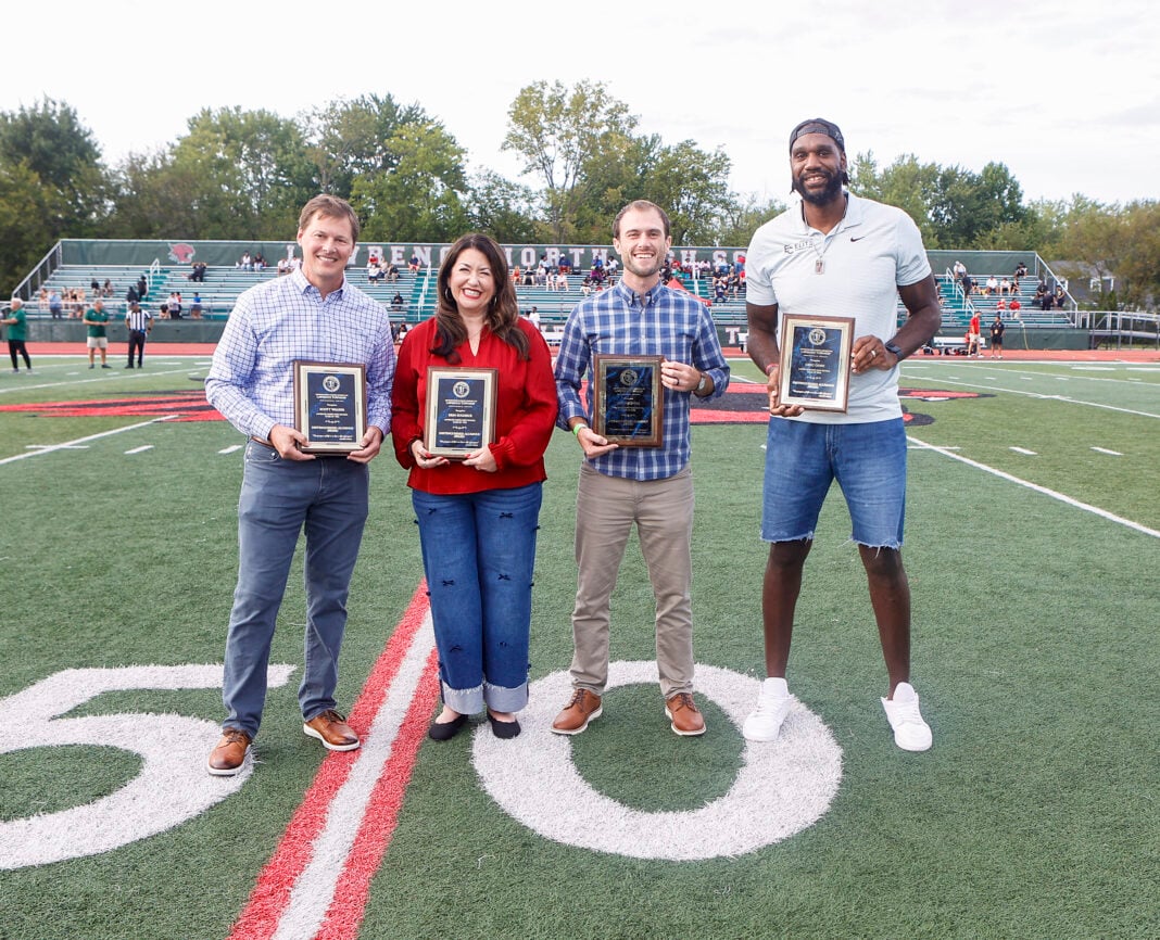 Distinguished Alum Dr Scott Walker Ms Erin Sughrue Mr Ian McGinnis and Greg Oden. (Photo/David Dixon)