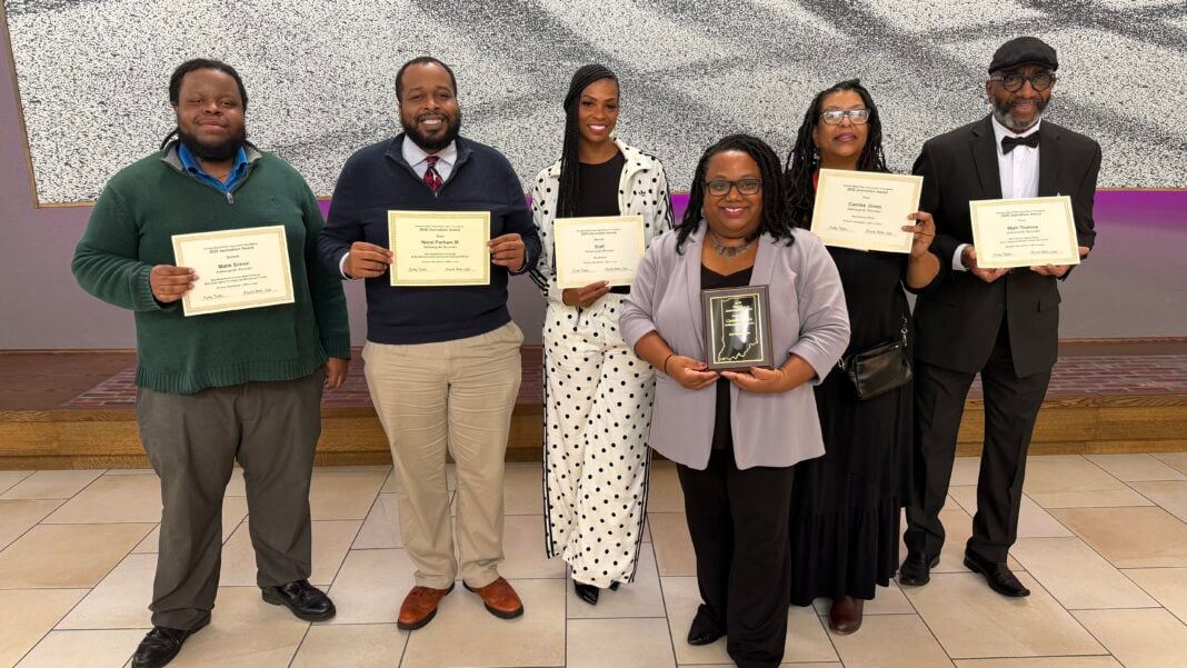 From left: Malik Simon, Noral Parham III, LaTasha Boyd Jones, editor-in-chief Camike Jones, production manager Jeana Ouattara, Walt Thomas at the 2026 HSPA Awards. (Photo/Recorder File Photo)