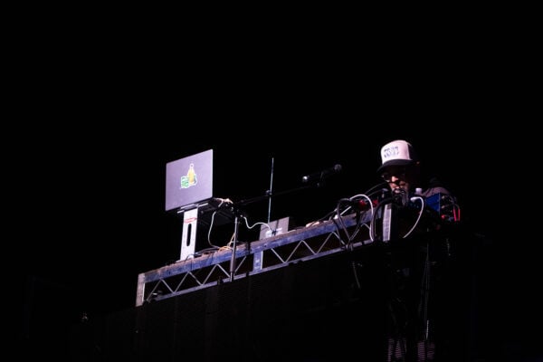 A DJ performs on an elevated stage setup during the concert on Sept. 22, 2026, at the Everwise Amphitheater at White River State Park, in Indianapolis, Indiana. (Photo/Mia Moore)