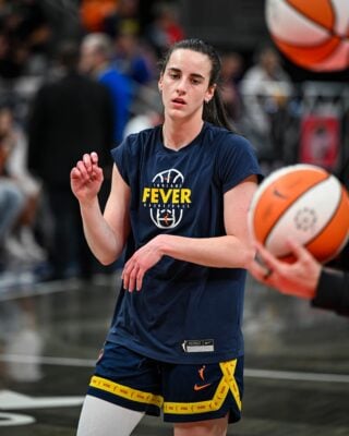 Indiana Fever guard Caitlin Clark looks on during pre-game warmups on Sept. 20, 2026, at Gainbridge Fieldhouse, in Indianapolis, IND. (Photo/Darnell Scott)
