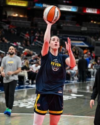 Indiana Fever guard Caitlin Clark takes a jump shot during pre-game warmups on Sept. 20, 2026, at Gainbridge Fieldhouse, in Indianapolis, IND. (Photo/Darnell Scott)