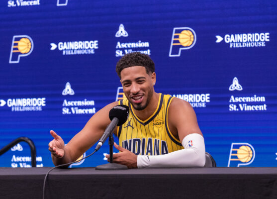 Indiana Pacers point guard Tyrese Haliburton during Media Day, held on Sept. 28, 2026, at Gainbridge Fieldhouse, in downtown Indianapolis, Ind. (Photo/Walt Thomas)
