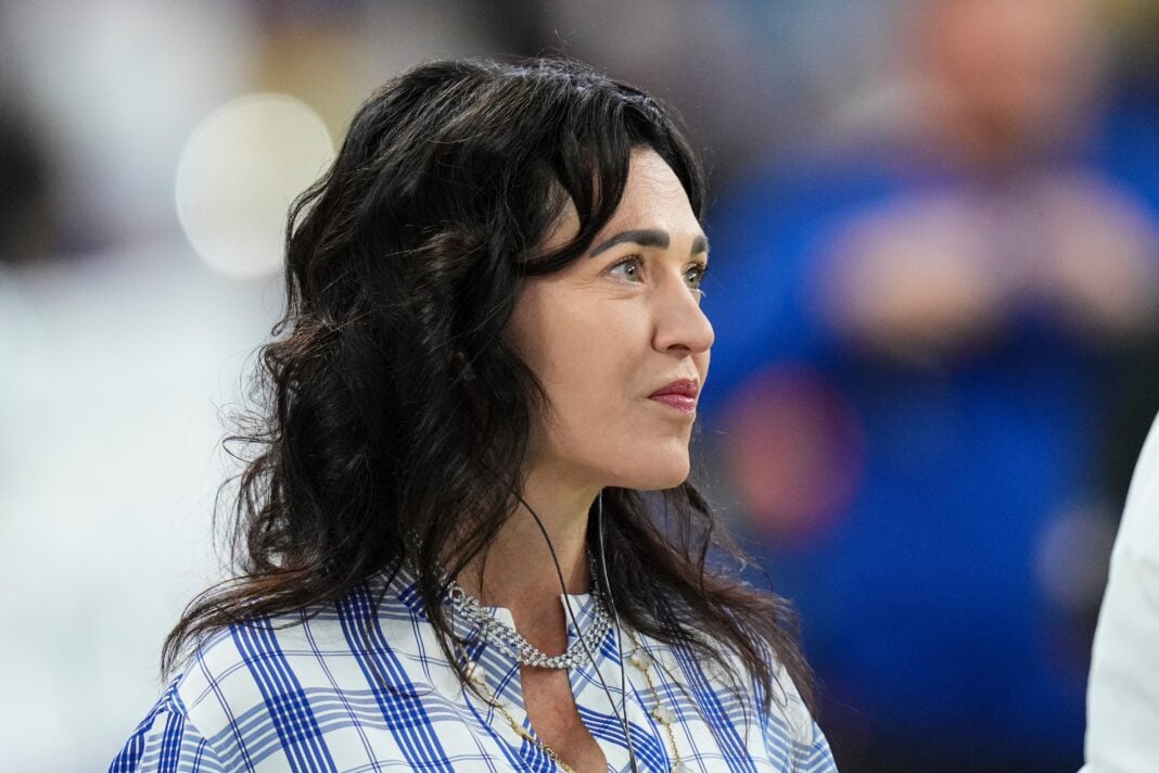 Falcons Colts Football Indianapoilis Colts CEO and co-owner Carlie Irsay-Gordon on the field before the start an NFL football game against the Atlanta Falcons n Indianapolis, Saturday, Aug. 22, 2026. (AP Photo/AJ Mast)