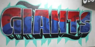 GIANTS Graffiti-style logo by Indianapolis-based artist Nathaniel Johnson, known as ModestArtWerks (Photo by Newfields)