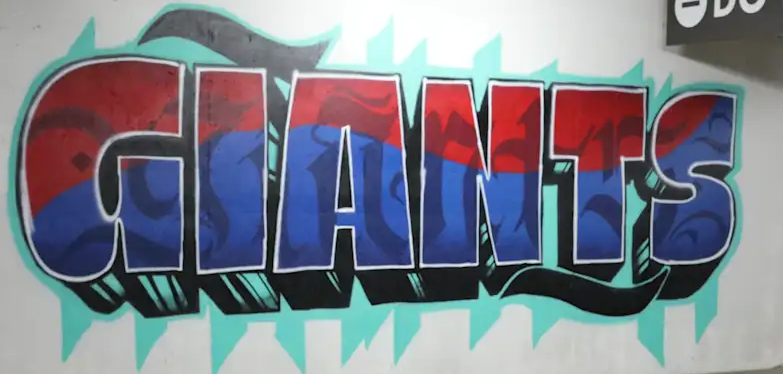 GIANTS Graffiti-style logo by Indianapolis-based artist Nathaniel Johnson, known as ModestArtWerks (Photo by Newfields)