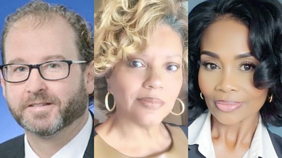 Three uncontested incumbent candidates from left to right: Marion County Assessor Joseph P. O'Connor, Marion County Auditor Myla Elridge, and Marion County Recorder Faith James Kimbrough. (Photos/Courtesy of Candidates)