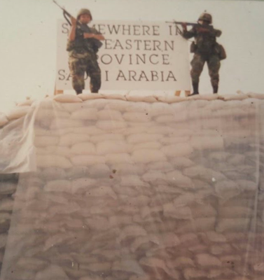 Sgt. Wells (on the left) in Saudi Arabia during the Gulf War (Photo/ The Wells family)